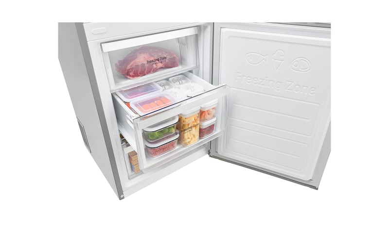 LG Hrubý objem 375 l | 161 kWh/rok | LG Lineární invertorový kompresor | LG Total No Frost | Multi-Air Flow™ | NatureFRESH | Vnější LED displej | Smart Diagnosis™, GBB60NSYXE